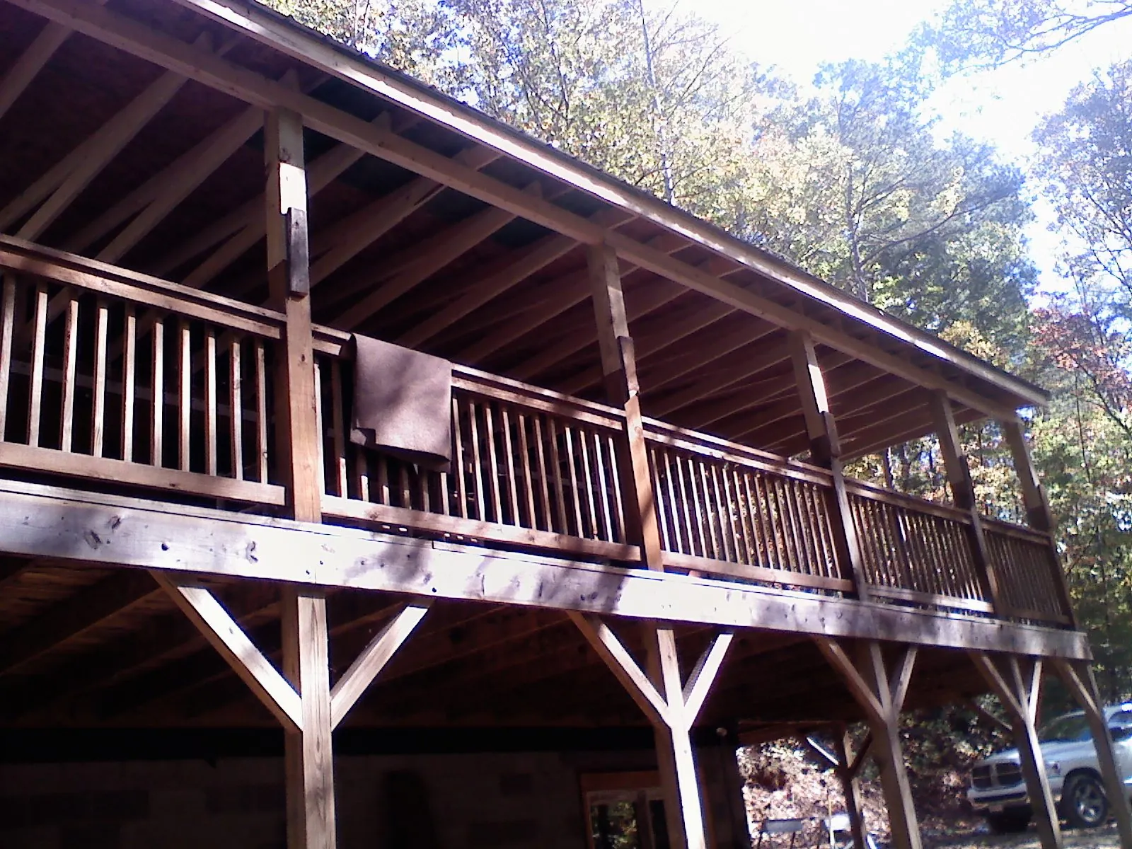 Timber framing under a new elevated porch and deck — Roof Leak Repair in Kings Mills by Roofing Brothers