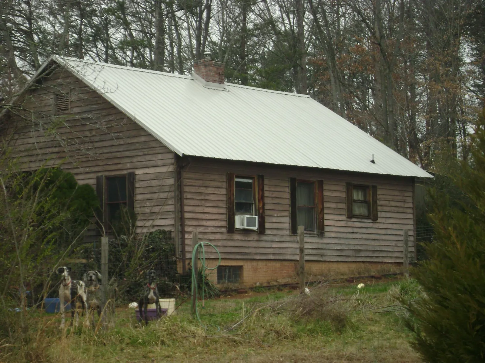 White metal roof on an old wood sided farmhouse, from a Asphalt Shingle Roof Repair job in Kings Mills